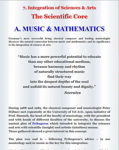 Integration of Sciences and Arts - Peter H&uuml;bners mathematics project
